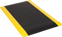 Wearwell - 5' Long x 3' Wide, Dry Environment, Anti-Fatigue Matting - Black with Yellow Borders, Vinyl with Urethane Sponge Base, Beveled on 4 Sides - Exact Industrial Supply