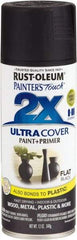 Rust-Oleum - Black, Flat, Enamel Spray Paint - 8 to 12 Sq Ft per Can, 12 oz Container - Exact Industrial Supply