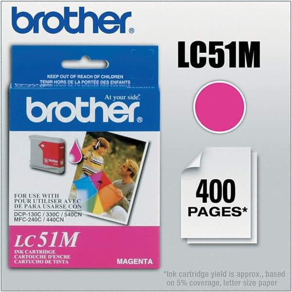 Brother - Magenta Ink Cartridge - Use with Brother DCP-130C, 330C, 350C, intelliFAX-1860C, 1960C, 2480C, 2580C, MFC-230C, 240C, 440CN, 465CN, 665CW, 685CW, 845CW, 885CW, 3360C - Exact Industrial Supply