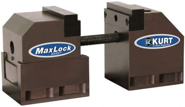 Kurt - 3-1/2" Jaw Width, 4-5/8" High x 8" Long Vise - For Use with 5 Axis Workholding Systems - Exact Industrial Supply