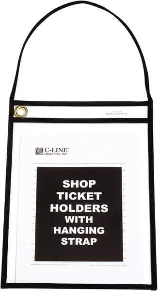 C-LINE - 15 Piece Clear Hanging Strap Stitched Shop Ticket Holder - 12" High x 9" Wide - Exact Industrial Supply