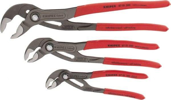 Knipex - 3 Piece Pipe Wrench & Water Pump Plier Set - Comes in Plastic Deep-Drawn Packaging - Exact Industrial Supply