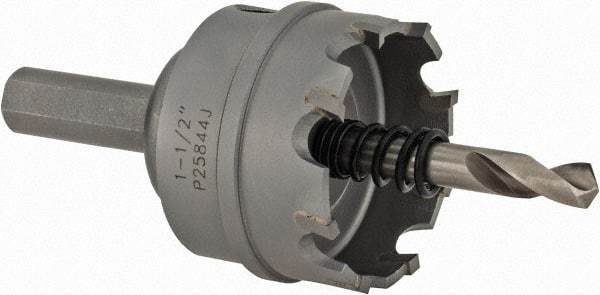 Hougen - 1-1/2" Diam, 1/8" Cutting Depth, Hole Saw - Carbide-Tipped Saw, Toothed Edge - Exact Industrial Supply