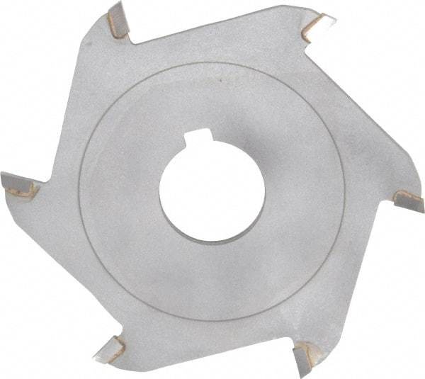 Made in USA - 4" Diam x 3/32" Blade Thickness x 1" Arbor Hole Diam, 6 Tooth Slitting and Slotting Saw - Arbor Connection, Right Hand, Uncoated, Carbide-Tipped, Contains Keyway - Exact Industrial Supply