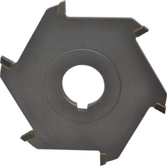 Made in USA - 4" Diam x 3/16" Blade Thickness x 1" Arbor Hole Diam, 6 Tooth Slitting and Slotting Saw - Arbor Connection, Right Hand, Uncoated, Carbide-Tipped, Contains Keyway - Exact Industrial Supply
