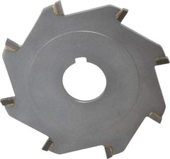 Made in USA - 4" Diam x 1/8" Blade Thickness x 1" Arbor Hole Diam, 8 Tooth Slitting and Slotting Saw - Arbor Connection, Right Hand, Uncoated, Carbide-Tipped, Contains Keyway - Exact Industrial Supply