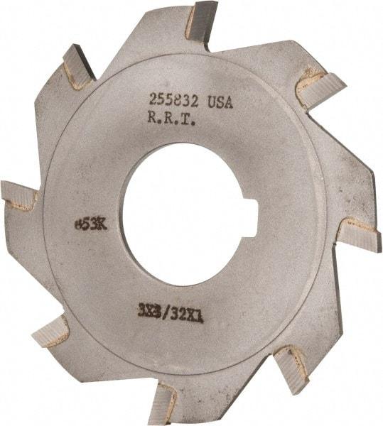 Made in USA - 3" Diam x 3/32" Blade Thickness x 1" Arbor Hole Diam, 8 Tooth Slitting and Slotting Saw - Arbor Connection, Right Hand, Uncoated, Carbide-Tipped, Contains Keyway - Exact Industrial Supply