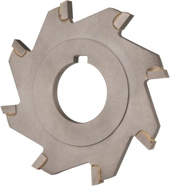 Made in USA - 3" Diam x 3/16" Blade Thickness x 1" Arbor Hole Diam, 8 Tooth Slitting and Slotting Saw - Arbor Connection, Right Hand, Uncoated, Carbide-Tipped, Contains Keyway - Exact Industrial Supply