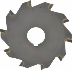 Made in USA - 4" Diam x 1/8" Blade Thickness x 1" Arbor Hole Diam, 10 Tooth Slitting and Slotting Saw - Arbor Connection, Right Hand, Uncoated, Carbide-Tipped, Contains Keyway - Exact Industrial Supply