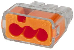 Ideal - 3 Port, 18 to 12 AWG Compatible, Push-In Wire Connector - 0.78" OAL x 0.69" OAW x 0.38" OAH, Orange - Exact Industrial Supply