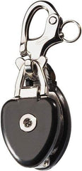 Ronstan - 3, 310 Lbs. Load Limit, Side Release Snatch Block - Single Sheave, 2 Inch Outside Diameter, Fibrous Rope, 5/8 Inch Diameter, Stainless Steel 316, Stainless Finish - Exact Industrial Supply