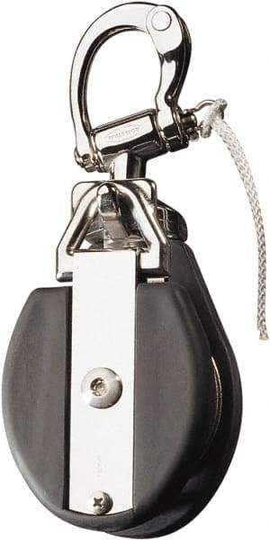 Ronstan - 6, 610 Lbs. Load Limit, Side Release Snatch Block - Single Sheave, 3-1/4 Inch Outside Diameter, Fibrous Rope, 3/4 Inch Diameter, Stainless Steel 316, Stainless Finish - Exact Industrial Supply