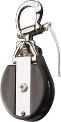 Ronstan - 6, 610 Lbs. Load Limit, Side Release Snatch Block - Single Sheave, 3-1/4 Inch Outside Diameter, Fibrous Rope, 3/4 Inch Diameter, Stainless Steel 316, Stainless Finish - Exact Industrial Supply
