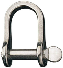 Ronstan - 5/16" Nominal Chain Size, 2.8 Ton Stainless Steel Screw D Shackle - 5/16" Diam, 5/16" Pin Diam, 1-5/32" High Inside Jaw, 5/8" Inside Width, 3/4" Max Body Thickness - Exact Industrial Supply