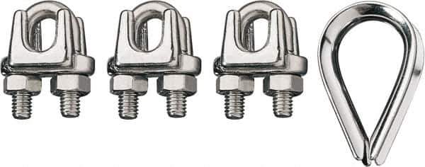 Ronstan - 3/16" Wire Rope Thimble Clip Kit - 316 Stainless Steel, Electropolished - Exact Industrial Supply