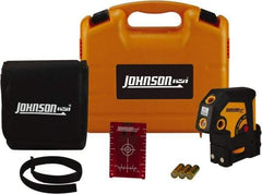 Johnson Level & Tool - 5 Beam 200' (Interior) Max Range Self Leveling Dot Laser Level - Red Beam, 1/8" at 50' Accuracy, 4-1/4" Long x 4-1/2" Wide x 2-1/2" High, Battery Included - Exact Industrial Supply