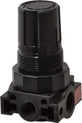 Parker - 1/4 NPT Port, Plastic Miniature Regulator - 0 to 60 psi Range, 150 Max psi Supply Pressure, 1/8" Gauge Port Thread, 1.6" Wide x 3.1" High - Exact Industrial Supply