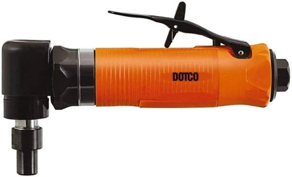 Dotco - 1/4" Collet, Angle Handle, Air Angle Die Grinder - 20,000 RPM, Front Exhaust, 23 CFM, 0.4 hp, 90 psi, 1/4" Inlet - Exact Industrial Supply