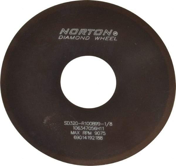 Norton - 4" Diam x 1-1/4" Hole x 0.02" Thick, 320 Grit Surface Grinding Wheel - Diamond, Type 1A1, Extra Fine Grade, Resinoid Bond - Exact Industrial Supply