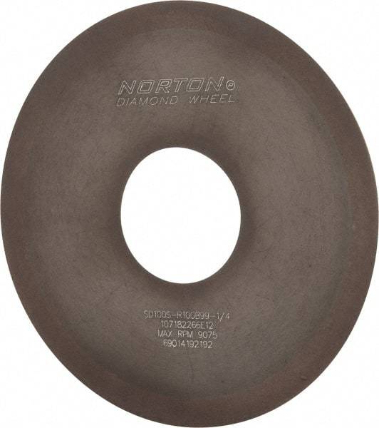 Norton - 4" Diam x 1-1/4" Hole x 1/32" Thick, 100 Grit Surface Grinding Wheel - Diamond, Type 1A1, Fine Grade, Resinoid Bond - Exact Industrial Supply