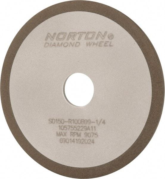 Norton - 4" Diam x 3/4" Hole x 1/8" Thick, 150 Grit Surface Grinding Wheel - Diamond, Type 1A1, Very Fine Grade, Resinoid Bond - Exact Industrial Supply