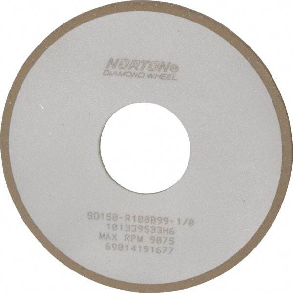 Norton - 4" Diam x 1-1/4" Hole x 1/8" Thick, 150 Grit Surface Grinding Wheel - Diamond, Type 1A1, Very Fine Grade, Resinoid Bond - Exact Industrial Supply