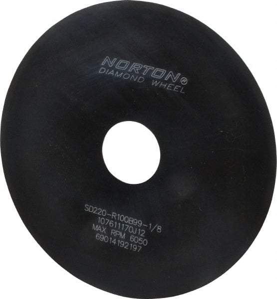 Norton - 6" Diam x 1-1/4" Hole x 1/32" Thick, 220 Grit Surface Grinding Wheel - Diamond, Type 1A1, Very Fine Grade, Resinoid Bond - Exact Industrial Supply