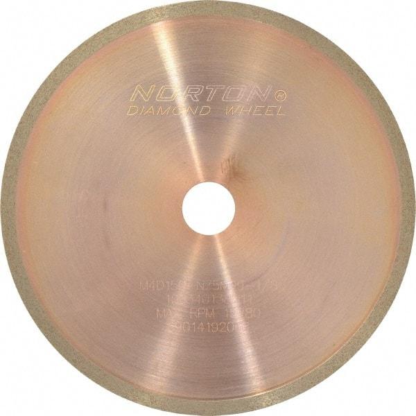 Norton - 4" Diam x 1/2" Hole, 150 Grit Surface Grinding Wheel - Diamond, Type 1A1R, Medium Grade - Exact Industrial Supply