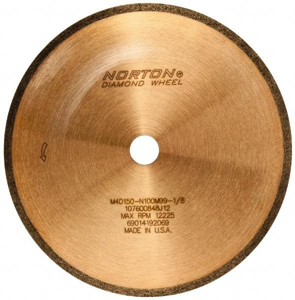 Norton - 5" Diam x 1/2" Hole, 150 Grit Surface Grinding Wheel - Diamond, Type 1A1R, Medium Grade - Exact Industrial Supply