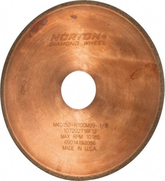 Norton - 6" Diam x 1-1/4" Hole, 150 Grit Surface Grinding Wheel - Diamond, Type 1A1R, Medium Grade - Exact Industrial Supply