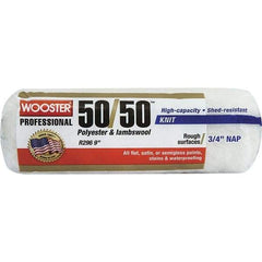 Wooster Brush - 3/4" Nap, 9" Wide Paint Roller - Semi-Rough to Rough Texture, Wool/Poly Blend - Exact Industrial Supply