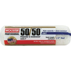 Wooster Brush - 1/2" Nap, 9" Wide Paint Roller - Semi-Rough Texture, Wool/Poly Blend - Exact Industrial Supply