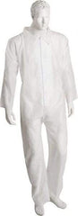 PRO-SAFE - Size 5XL SMS Chemical Resistant Coveralls - White, Zipper Closure, Elastic Cuffs, Elastic Ankles, Serged Seams, ISO Class 6 - Exact Industrial Supply