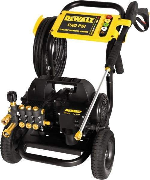 DeWALT - Electric, 13 Amp, 1.5 hp, 1,500 psi, 1.8 GPM, Cold Water Pressure Washer - Triplex Plunger, 25' x 1/4" Hose, 120 Max Volts - Exact Industrial Supply