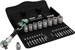 Wera - 29 Piece 3/8" Drive Standard Socket Set - 6 Points, 1/4 to 3/4", T15 to T40 Torx, Inch Measurement Standard - Exact Industrial Supply