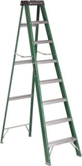 Louisville - 7 Steps, 8' High, Type II Rating, Fiberglass Step Ladder - 225 Lb Capacity, 24-13/16" Base Width - Exact Industrial Supply