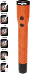 Bayco - LED Bulb, Industrial/Tactical Flashlight - Orange Polycarbonate Body, Integrated Batteries - Exact Industrial Supply