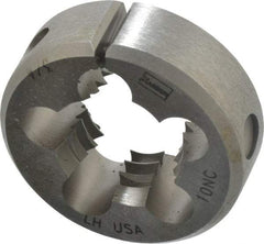 Irwin Hanson - 3/4-10 UNC Thread, 1-1/2" Outside Diam Carbon Steel Round Die - 1/2" Thick, Left Hand Thread, Adjustable - Exact Industrial Supply