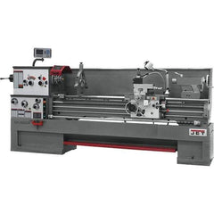 Jet - 22" Swing, 80" Between Centers, 230 Volt, Triple Phase Engine Lathe - 7MT Taper, 10 hp, 25 to 1,800 RPM, 3-1/8" Bore Diam, 40" Deep x 49" High x 136" Long - Exact Industrial Supply