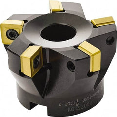 Seco - 63mm Cut Diam, 22mm Arbor Hole, 11mm Max Depth of Cut, 87° Indexable Chamfer & Angle Face Mill - 5 Inserts, SC.. 1206 Insert, Right Hand Cut, Through Coolant, Series R220.79 - Exact Industrial Supply
