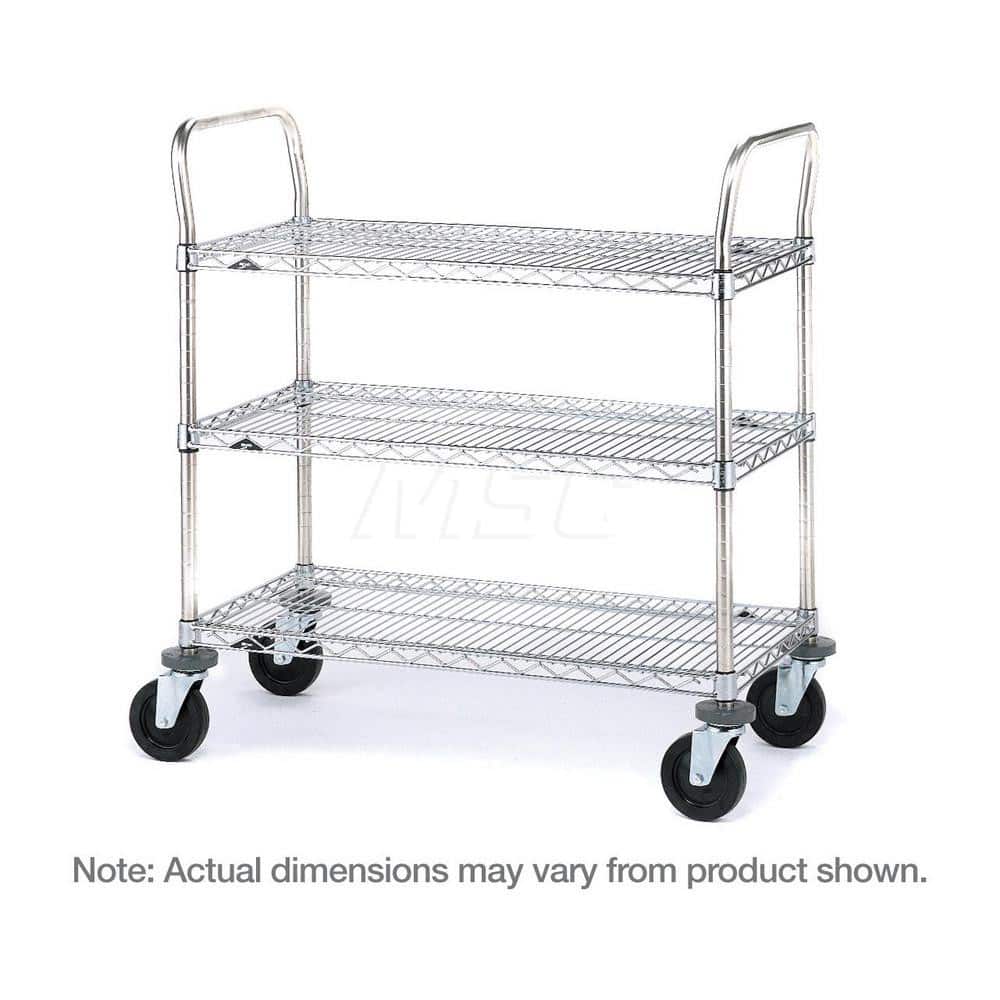 Metro - Carts; Type: Utility ; Load Capacity (Lb.): 600.000 ; Number of Shelves: 3 ; Width (Inch): 18 ; Length (Inch): 36 ; Height (Inch): 39 - Exact Industrial Supply