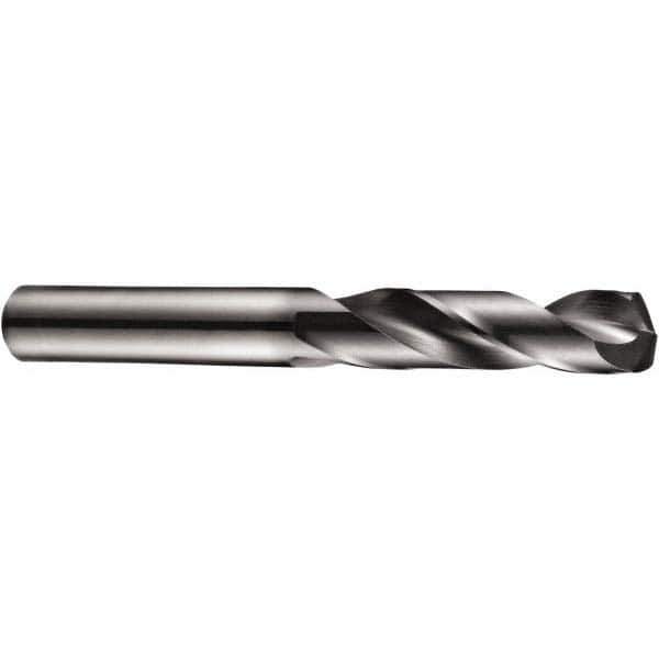 Screw Machine Length Drill Bit: 0.5938″ Dia, 140 °, Solid Carbide Coated, Right Hand Cut, Spiral Flute, Straight-Cylindrical Shank, Series R458