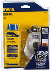 Irwin - 100' Long Reel & Chalk Set - Blue, Includes (1) 4 oz Standard Blue Chalk (6:1) & (1) MACH6 Chalk Reel - Exact Industrial Supply