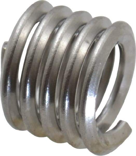 Recoil - #6-32 UNC, 0.207" OAL, Free Running Helical Insert - 4-3/4 Free Coils, Tanged, Stainless Steel, Bright Finish, 1-1/2D Insert Length - Exact Industrial Supply