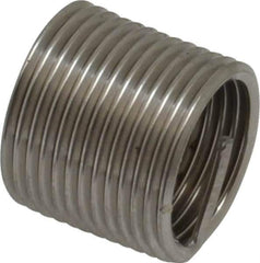 Recoil - 1/2-20 UNF, 3/4" OAL, Free Running Helical Insert - 12-3/8 Free Coils, Tanged, Stainless Steel, Bright Finish, 1-1/2D Insert Length - Exact Industrial Supply