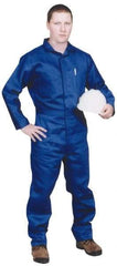 Stanco Safety Products - Size L, Royal Blue, Zipper, Arc Protection Coverall - 42 to 44" Chest, Indura, 7 Pockets, Elastic Waistband, Full Action Back, 2-Way Concealed Zipper - Exact Industrial Supply