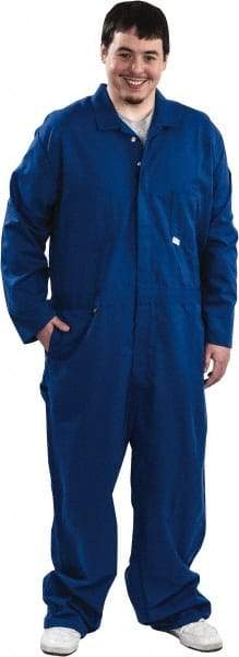 Stanco Safety Products - Size M, Royal Blue, Zipper, Arc Protection Coverall - 38 to 40" Chest, Indura, 7 Pockets, Elastic Waistband, Full Action Back, 2-Way Concealed Zipper - Exact Industrial Supply