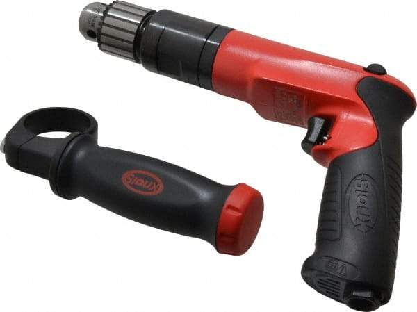 Sioux Tools - 3/8" Reversible Keyed Chuck - Pistol Grip Handle, 1,200 RPM, 14.16 LPS, 30 CFM, 1 hp - Exact Industrial Supply