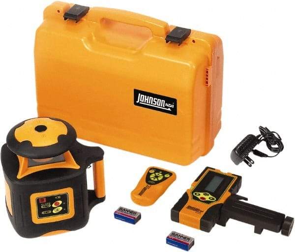 Johnson Level & Tool - 2,000' (Exterior) Measuring Range, 1/16" at 100' Accuracy, Self-Leveling Rotary Laser - 700 RPM, 1 Beam, NiMH Battery Included - Exact Industrial Supply