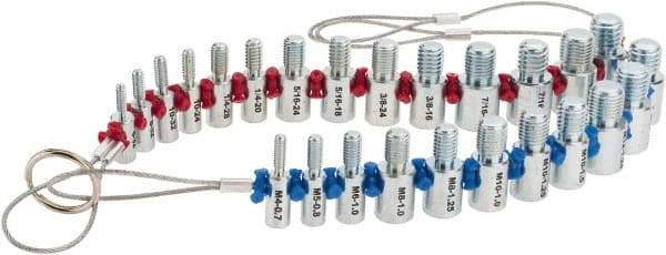 Value Collection - 11 (Metric), 14 (Inch) Leaf, 0.7 to 1.75mm Pitch Range, 13 to 32 TPI Range, Screw Pitch Gage - Exact Industrial Supply